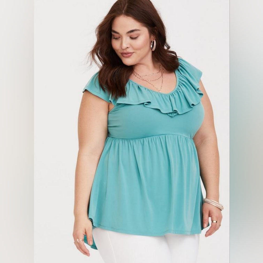 Studio Knit V-Neck Ruffle Babydoll Tank